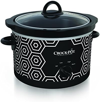 Crock-Pot 4.5 Quart Portable Slow Cooker – Black & White X6Q8